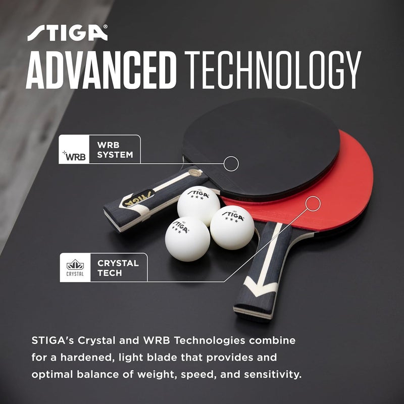 Stiga طقم تنس طاولة متميز للاعبين 2 - يتضمن 2 مضارب معتمدة من ITTF، 3 كرات بونغ بيضاء 3 نجوم وحقيبة حمل - Image 3
